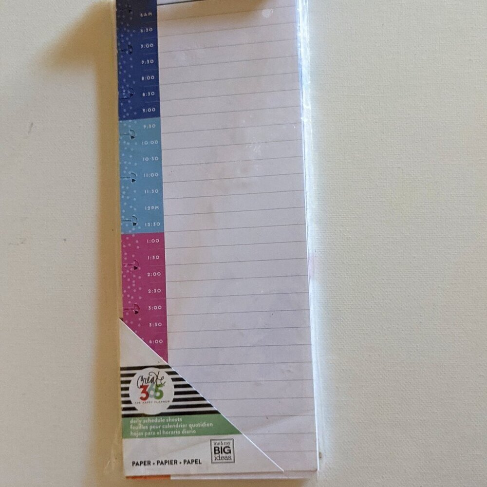 NWT Happy Planner 60pgs 'Daily Schedule Sheets' Big Hourly Half Sheet Paper Pack
